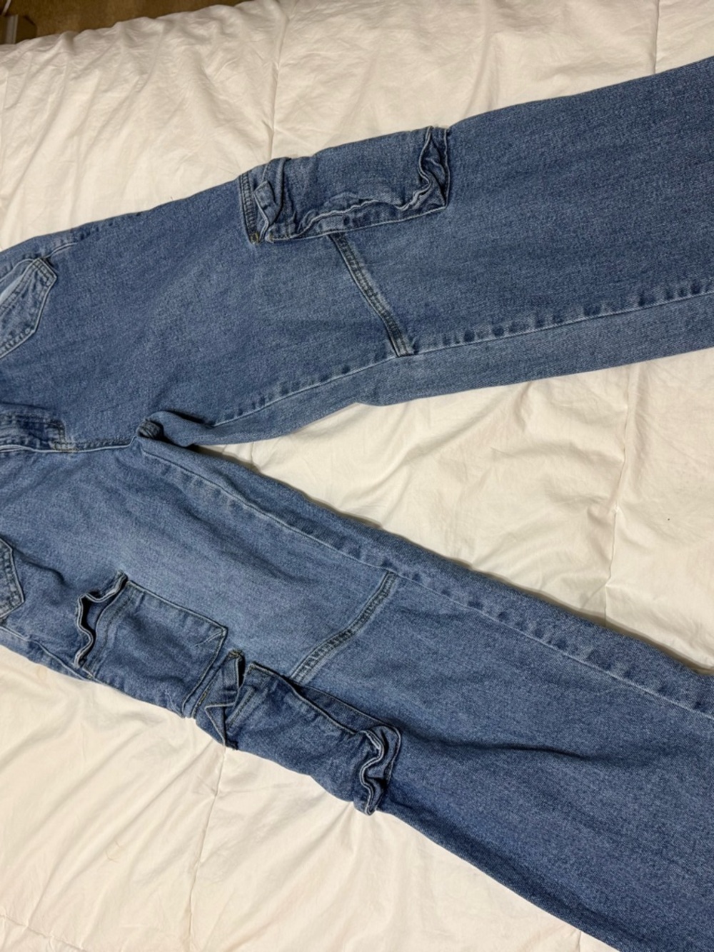 Women's Straight Leg Utility Jeans in Dark Blue Denim